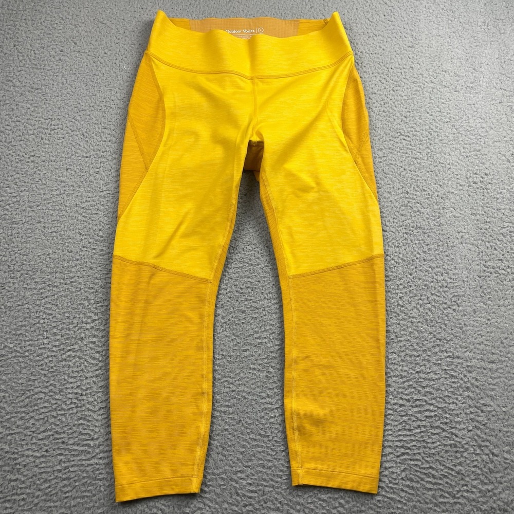 Outdoor Voices Women's Large 7/8 Leggings Yellow Pull On Sweat Tech 294768